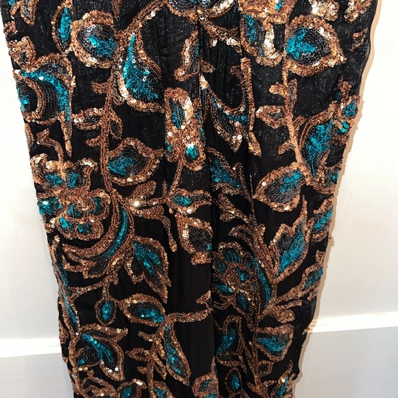 Dress the Population sequined sleeveless fitted dress small black gold - Picture 4 of 11